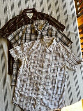 Aeropostale and American Eagle Men’s Short-Sleeve Plaid Button-Down Shirts